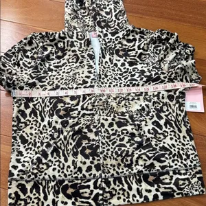NWT Juicy Couture Ocelot Velour Animal Print Tracksuit Hoodie & Shorts Set Y2K L thumbnail 9