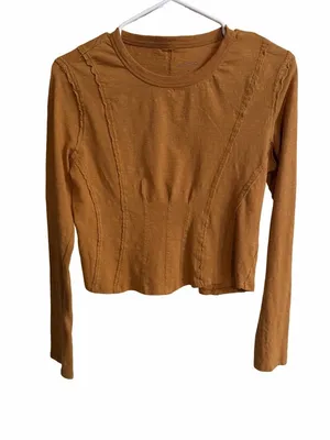 Anthropologie Pilcro Long Sleeve Cocoon Corset Top Sz M Rust Orange Cottagecore thumbnail 2