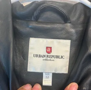 Urban Republic black leather jacket with zipper and button closure, size M #bikerchic #edgy thumbnail 3