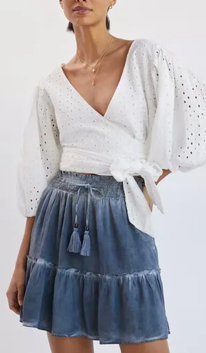 Anthropologie Pilcro Tie Dye preppy summer linen blend Mini Skirt XSmall thumbnail 1