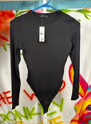 P255. naked wardrobe Black Long-Sleeve Crew Neck Bodysuit thumbnail 1