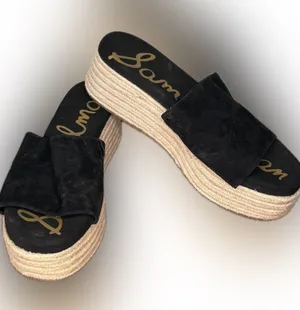 Sam Edelman Black Leather Platforms thumbnail 1