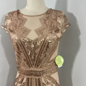 NWT Windsor Rose Gold Sequin Mesh Mini‎ Dress thumbnail 2