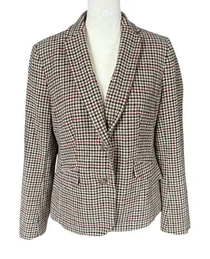 Charter Club long sleeve collared button down fully lined houndstooth blazer 4 thumbnail 1