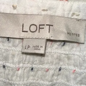 LOFT Petite Large White Printed Peasant‎ Blouse Women's Short Sleeve Boho Top thumbnail 3