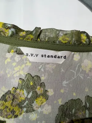 A.V.V. Standard Floral Tie-Neck Long Sleeve‎ Midi Dress in Green Size Small thumbnail 2
