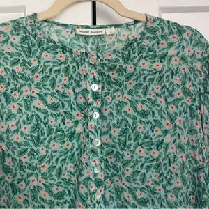 Roller Rabbit Cerro‎ Green Floral Dress Long Sleeve Curtis Maxi thumbnail 2