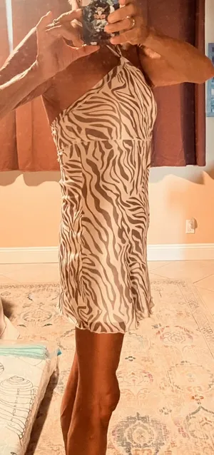 SheIn Halter Dress Zebra thumbnail 4