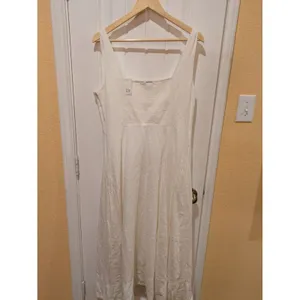 Gap Linen Blend Dress Womens Large White thumbnail 8