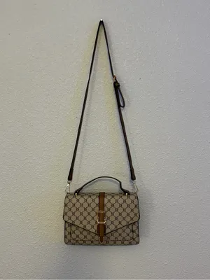 Source Unknown Beige Brown Monogram Shoulder Bag with Gold Buckle with a matching wallet. thumbnail 13