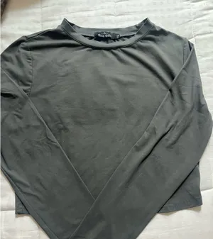 Grey Long Sleeve Crop Top Gray Size XL thumbnail 1