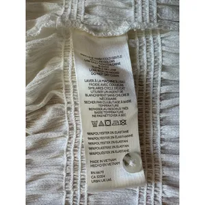 Anthropologie Maeve Smocked Button-Front Top Vanilla White Medium thumbnail 8
