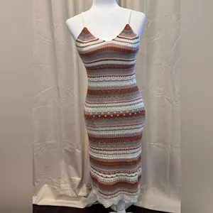 Boho Knit Midi Dress /Fall‎ Crochet Style Perfect for Thanksgiving Gatherings 🍂 thumbnail 7