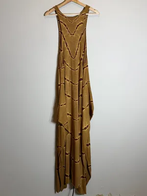 Free People Tie Dye Maxi Dress Women's Small Tan Brown Hippie Festival Boho Chic thumbnail 11