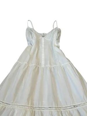 Frankie’s Bikinis White Cotton Cottagecore Bohemian Midi Dress Coquette Large thumbnail 6