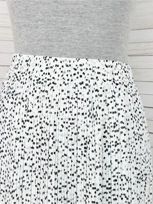 WD.NY Pleated Polka Dot Maxi Skirt White Black Small Long Chiffon Elastic Waist thumbnail 6