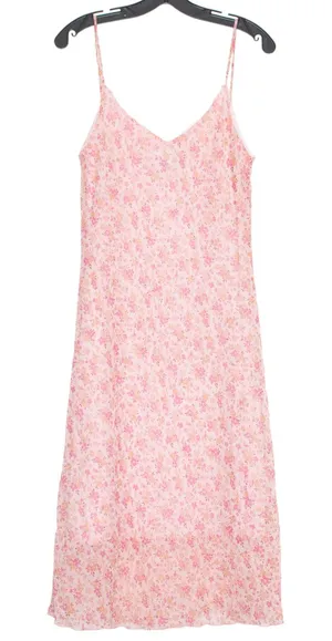 White Moon Dress Y2K Boho Cottage Romantic Fairycore Floral Midi Pink Large Flaw thumbnail 1