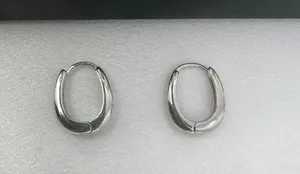 Small Oval Silver Hoop Earrings for Women thumbnail 1