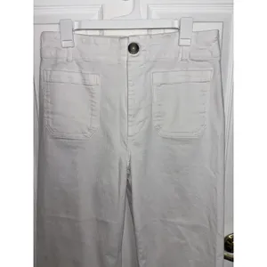 Anthropologie Maeve Colette White High Rise Wide Leg Cropped Pants 31 thumbnail 5