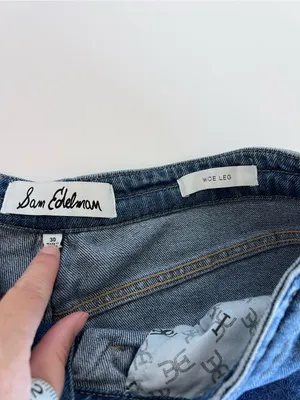Sam Edelman Women's High Waist Wide Leg Drawstring Denim Pants Relaxed thumbnail 5