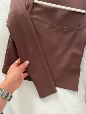 Abercrombie & Fitch silky smooth brown long sleeve top thumbnail 6
