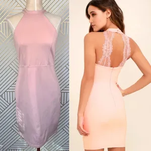 Lulu's Endlessly Alluring Blush Lace‎ Bodycon Dress thumbnail 2