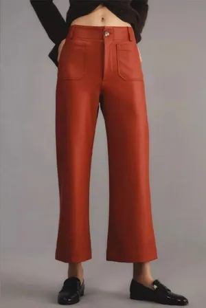 Anthropologie NWOT Maeve The Colette Cropped Vegan Leather Pants – Red thumbnail 1