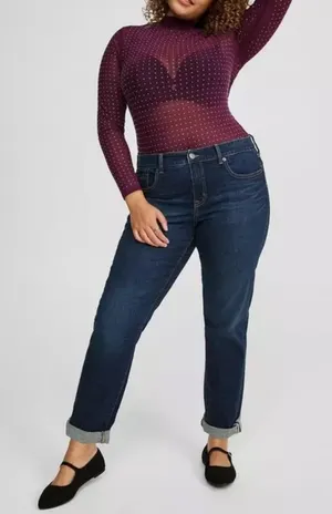 Torrid Mesh Mock Neck Rhinestone Top size 2 color Winter Bloom thumbnail 1