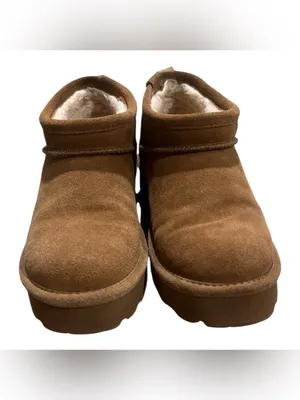 Bearpaw Daphne Suede Ultra Mini Platform Boots Brown Tan Women's Size 6 thumbnail 2