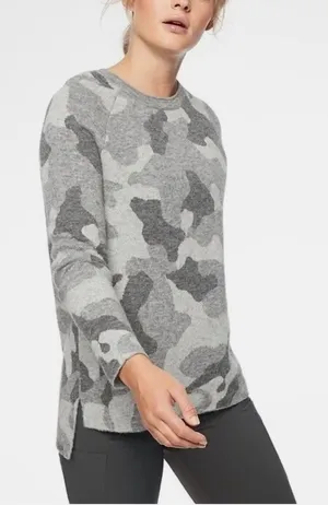 Athleta Undercover‎ Camo Pullover Sweater in CYA Grey thumbnail 1