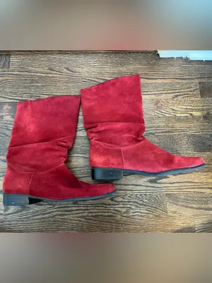 St. John's Bay Red Leather Suede Slouch Boots Women’s 11 boho western thumbnail 2