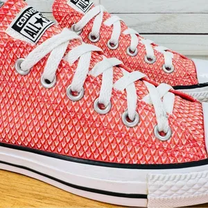 Converse Chuck Taylor All‎ Star Ox Textured Canvas Sneakers Coral Ultra Red 8 thumbnail 7