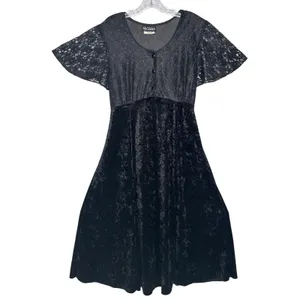 Vintage 1990s Ms. Choice Black Lace & Velvet Maxi Dress Made in USA large thumbnail 2