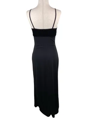 Vintage Y2K Byer Too Sparkly Black Velvet Top Maxi Slip Dress Small Whimsigoth thumbnail 2