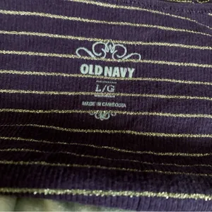 Old Navy Vintage Purple & Gold Striped Tank L thumbnail 3
