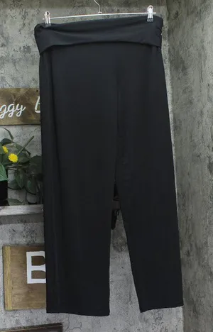 NWT White Mark Foldover Knit Solid Palazzo Pants 0656729710401 Black 1X thumbnail 1