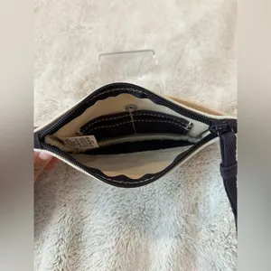 Lands’ End Off-White & Blue Wristlet – 100% Cotton – 7.5″ × 5.5″ thumbnail 3