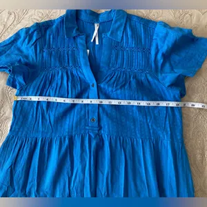Anthropologie Blue Tiered Button-Front Mini Dress thumbnail 7