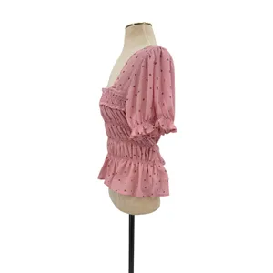 Free People Adore You Blouse Bleached Mauve Floral Smocked Pink Size Medium thumbnail 4