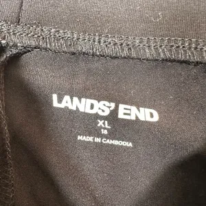 Lands End Black Wide Leg Cropped Knit Pants XL 18 High Rise Cotton Modal Stretch thumbnail 4