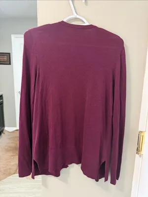 Ann Taylor Open-Front Layering Cardigan - Plum / Burgundy - Medium thumbnail 8