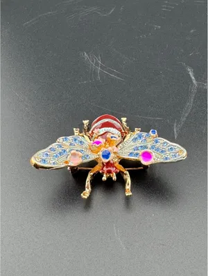 Colorful Crystal Flower and Bee Brooch Pin thumbnail 3
