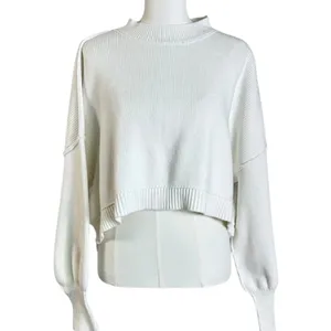 Free People Easy Street Crop Pullover Sweater in White Size Large Preppy Fall thumbnail 11