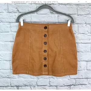 Womens Rue 21 Camel Ribbed Corduroy Button Down Mini Skirt - Sz M thumbnail 2