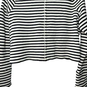 Free People Striped Knit Blazer Jacket M Black White Nautical Y2K Inspired thumbnail 8