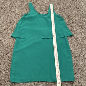 Amanda Uprichard Tie Front Overlay Dress Green Sleeveless Layered Poly Crepe 8 thumbnail 8