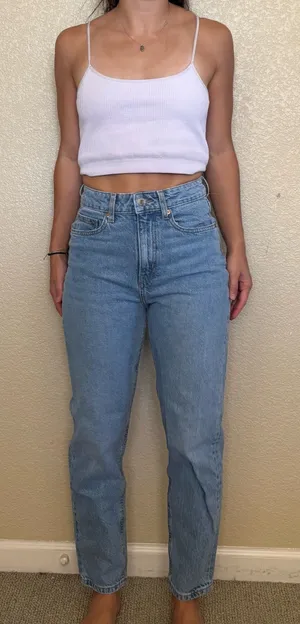 H&M blue straight leg jeans thumbnail 1