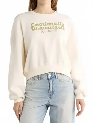 Ripple Junction Emotionally Unavailable Sweatshirt NWT Coconut Milk Cream Large thumbnail 1