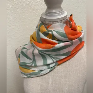 Orange 🍊 Citrus Patterned Scarf Sarong Wrap thumbnail 6