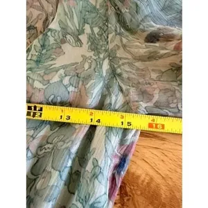 LoveShackFancy Floral Smocked Waist Tiered Midi Dress Sage Green XS thumbnail 7